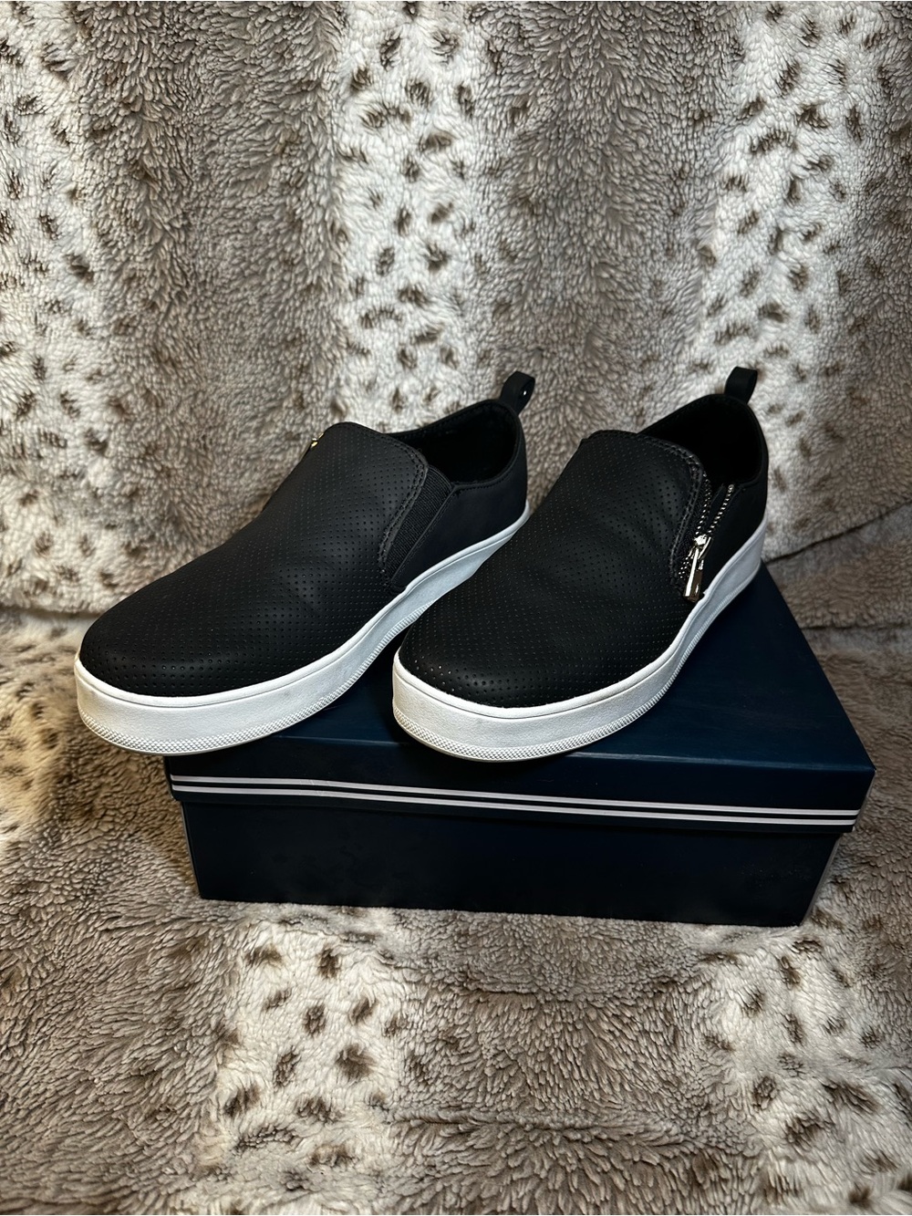 Nautica Black Slip-On Sneakers with White Sole